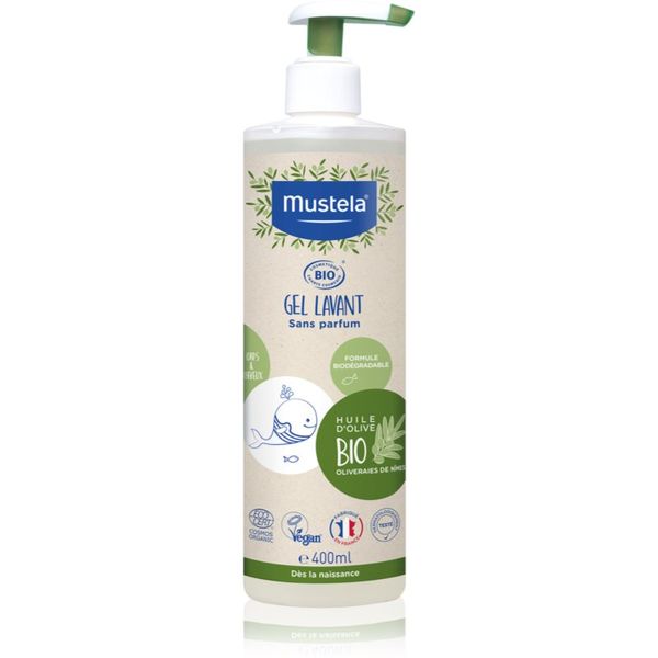 Mustela Mustela BIO gel za umivanje za telo in lase za otroke od rojstva 400 ml