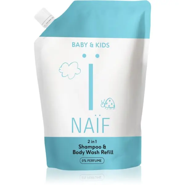 Naif Naif Baby & Kids 2-in-1 otroški gel za umivanje in šampon brez dodanih dišav Reffil 500 ml