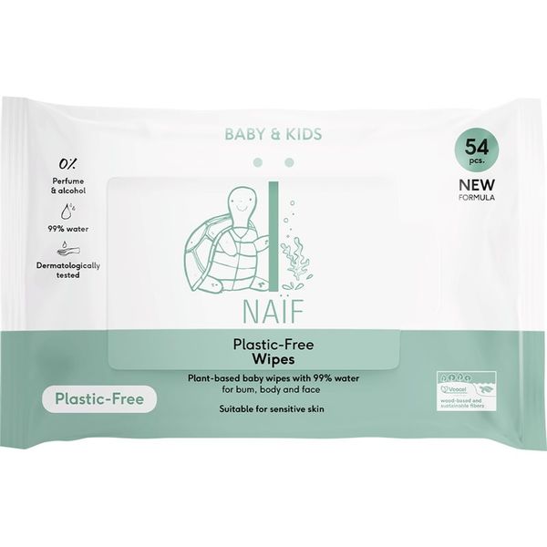 Naif Naif Baby & Kids Plastic Free Wipes vlažni robčki za otroke od rojstva 54 kos