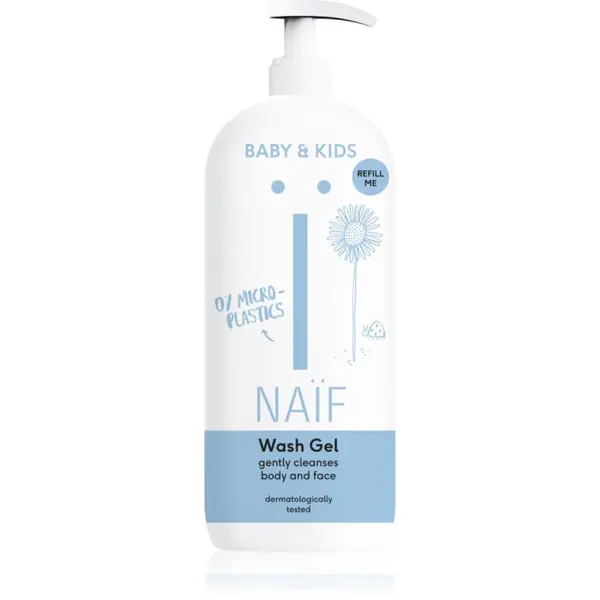 Naif Naif Baby & Kids Wash Gel čistilni gel za umivanje za otroke in dojenčke za telo in obraz Refill Me 500 ml