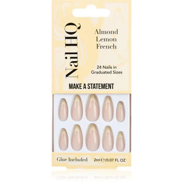 Nail HQ Nail HQ Almond Lemon French umetni nohti z lepilom 24 kos