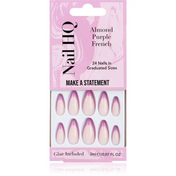 Nail HQ Nail HQ Almond Purple French umetni nohti z lepilom 24 kos