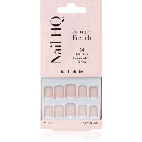 Nail HQ Nail HQ Square French umetni nohti 24 kos