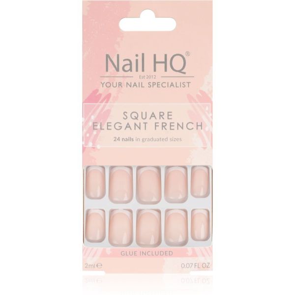 Nail HQ Nail HQ Square umetni nohti Elegant French 24 kos