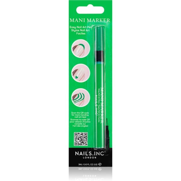 Nails Inc. Nails Inc. Mani Marker lak za okrasitev nohtov v aplikacijskem peresu odtenek Green 3 ml