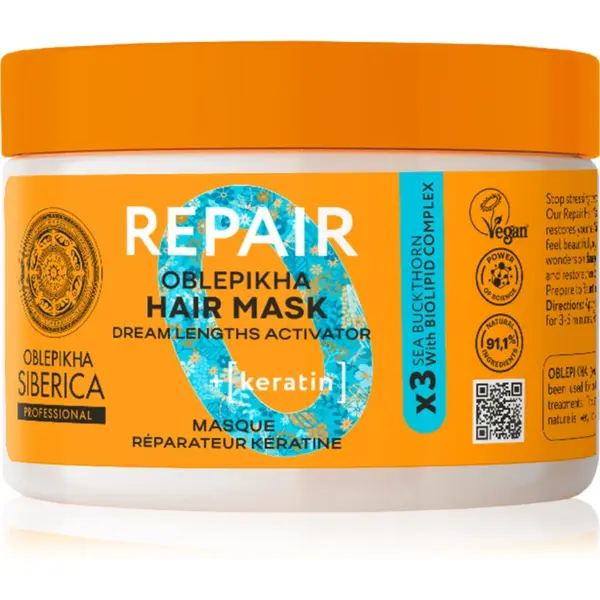 Natura Siberica Natura Siberica Oblepikha Siberica Repair regeneracijska maska za suhe in poškodovane lase 300 ml