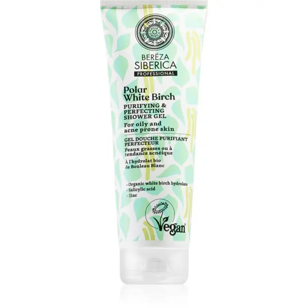 Natura Siberica Natura Siberica Polar White Birch čistilni gel za prhanje za problematično in mastno kožo 200 ml