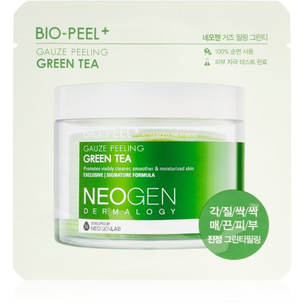 Neogen Dermalogy Neogen Dermalogy Bio-Peel+ Gauze Peeling Green Tea piling blazinice za obraz za osvetljevanje kože in hidratacijo 1 kos