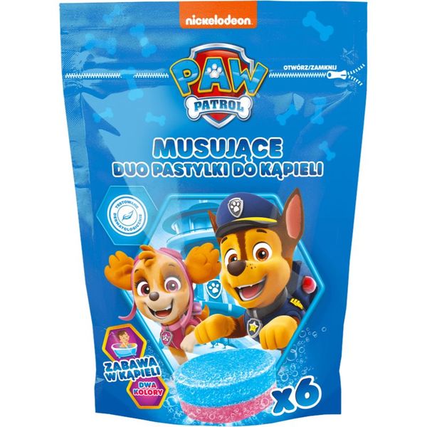 Nickelodeon Nickelodeon Paw Patrol Bath Pills barvne šumeče tablete za v kopel 6x20 g