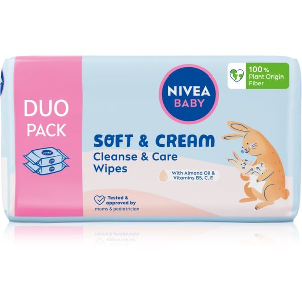 Nivea NIVEA BABY Soft & Cream otroški nežni vlažni robčki 2x57 kos