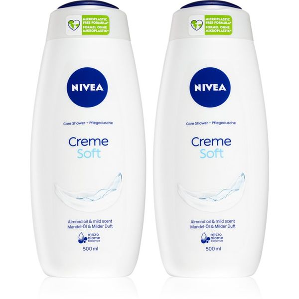 Nivea NIVEA Creme Soft negovalni gel za prhanje 2 x 500 ml(ugodno pakiranje)