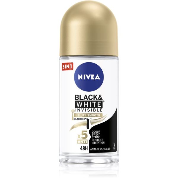 Nivea Nivea Invisible Black & White Silky Smooth anti-transpirant roll-on za ženske 50 ml