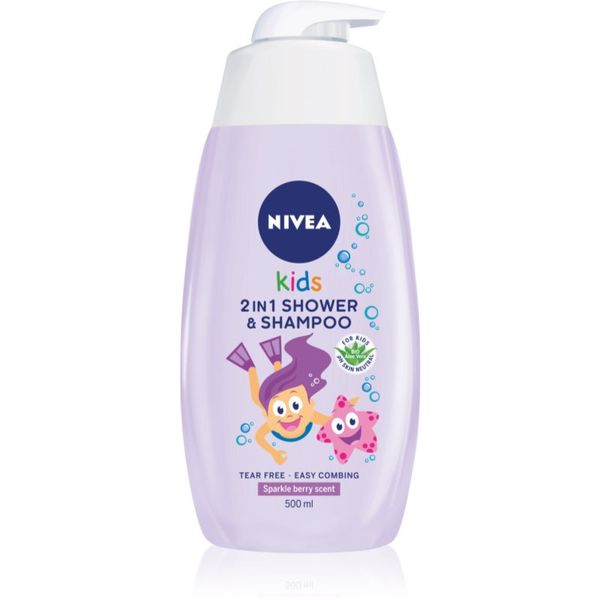 Nivea Nivea Kids Girl gel za prhanje in šampon 2v1 za otroke 500 ml