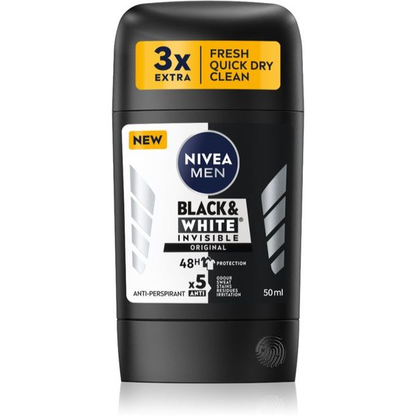 Nivea Nivea Men Black & White Invisible Original trdi antiperspirant za moške 50 ml