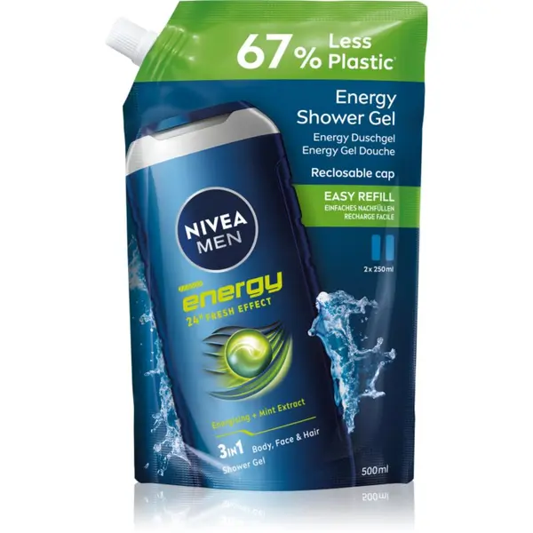 Nivea NIVEA MEN Energy gel za prhanje za moške nadomestno polnilo 500 ml