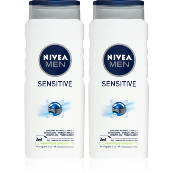 Nivea Nivea Men Sensitive gel za prhanje za telo in lase (ugodno pakiranje)