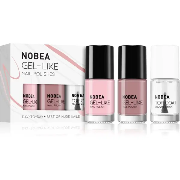 NOBEA NOBEA Day-to-Day 3-Piece Nail Polish set with Top coat set lakov za nohte Best of Nude Nails