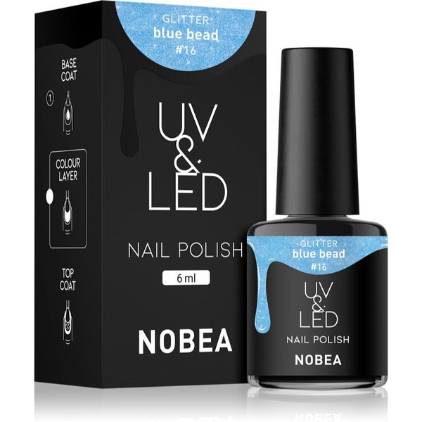 NOBEA NOBEA UV & LED Nail Polish gel lak za nohte z uporabo UV/LED lučke sijajen odtenek Blue bead #16 6 ml