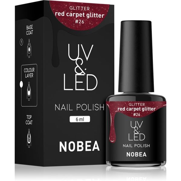 NOBEA NOBEA UV & LED Nail Polish gel lak za nohte z uporabo UV/LED lučke sijajen odtenek Red carpet glitter #26 6 ml