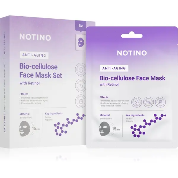 Notino Notino Anti-Aging Bio-Cellulose Face Mask with Retinol set mask iz platna proti gubam
