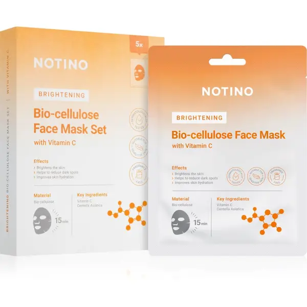 Notino Notino Brightening Bio-Cellulose Face Mask with Vitamin C set mask iz platna za osvetlitev kože