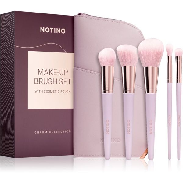 Notino Notino Charm Collection Make-up brush set with cosmetic pouch Set čopičev s torbico Dusty pink