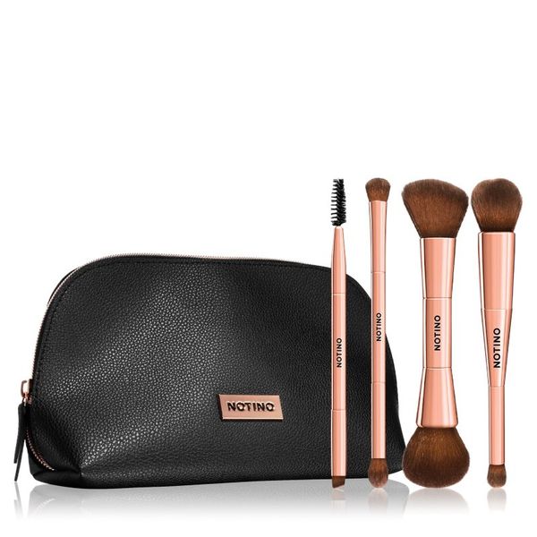 Notino Notino Luxe Collection Double sided brush set with cosmetic bag Set čopičev s torbico