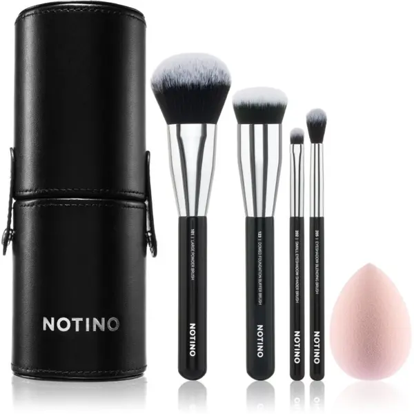 Notino Notino Makeup Brushes Essential Professional Make-Up Brushes & Sponge Set set čopičev z etuijem 5 kos