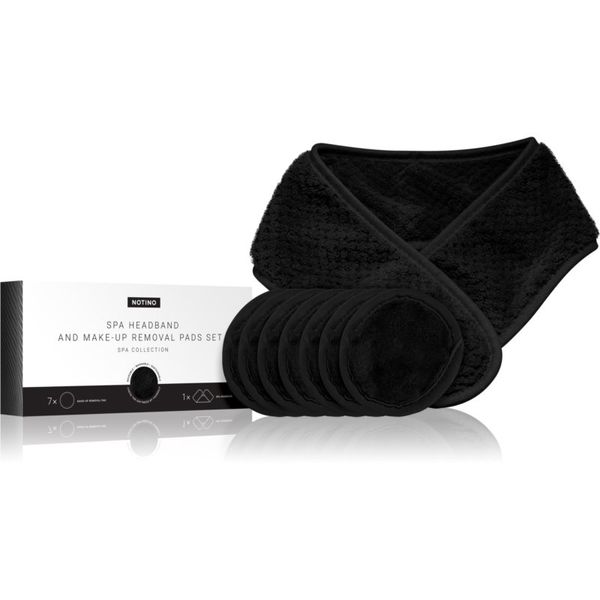 Notino Notino Spa Collection Spa headband and make-up removal pads set set za odstranjevanje ličil s spa naglavnim trakom Black 7 kos