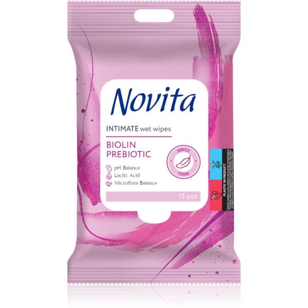 NOVITA NOVITA Intimate Biolin Prebiotic vlažni robčki za intimno higieno 15 kos