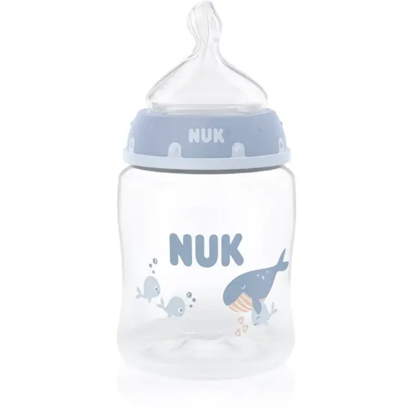 NUK NUK First Choice Whale steklenička z indikatorjem temperature 0m+ 150 ml