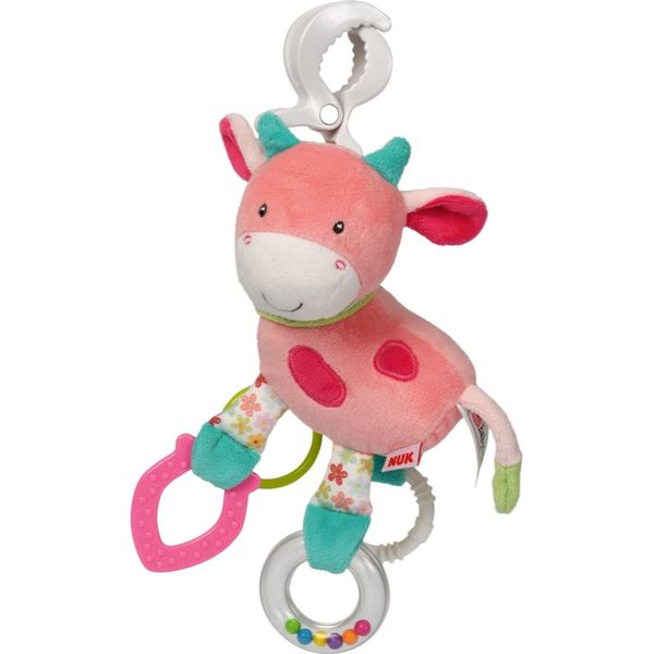 NUK NUK Happy Farm Cow mehak hišni ljubljenček z zapiralom 1 kos