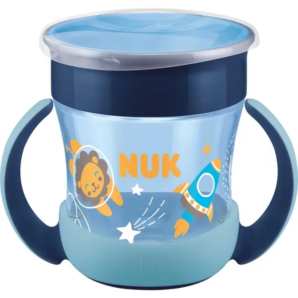 NUK NUK Magic Cup Night skodelica z ročaji 6m+ Blue 160 ml
