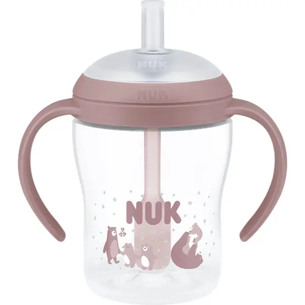 NUK NUK Perfect Match Bear steklenička s slamico 8m+ 150 ml