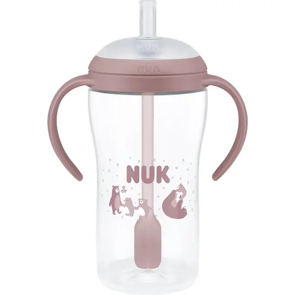 NUK NUK Perfect Match Bear steklenička s slamico 8m+ 260 ml