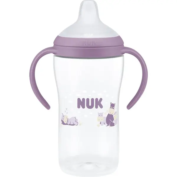 NUK NUK Perfect Match Hippo steklenička za učenje pitja z indikatorjem temperature 6m+ 260 ml