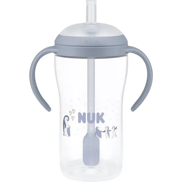 NUK NUK Perfect Match Penguin steklenička s slamico 8m+ 260 ml