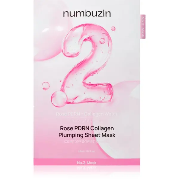 Numbuzin Numbuzin No. 2 Rose PDRN Collagen Plumping Sheet Mask vlažilna tekstilna maska za osvetlitev kože 5 kos