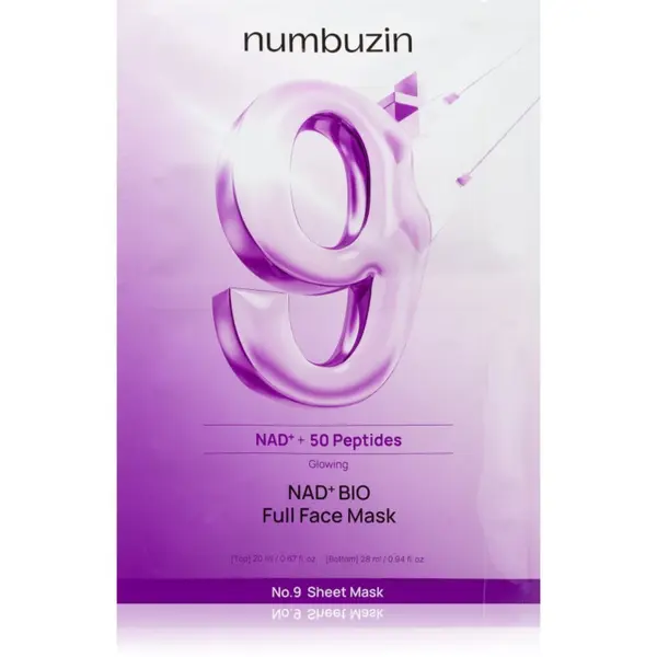 Numbuzin Numbuzin No. 9 NAD Bio Lifting-sil Full Face Mask učvrstitvena kolagenska maska s peptidi 4 kos