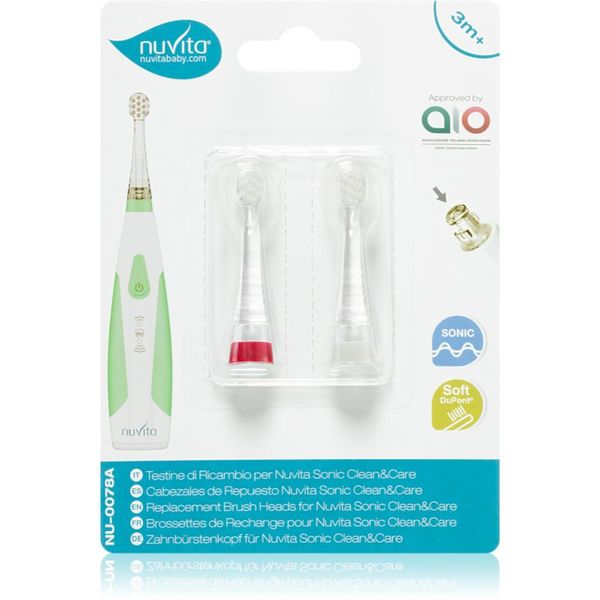 Nuvita Nuvita Sonic Clean&Care Replacement Brush Heads nadomestne glave za sonično baterijsko zobno ščetko za dojenčke Sonic Clean&Care Small Red/White 3 m+