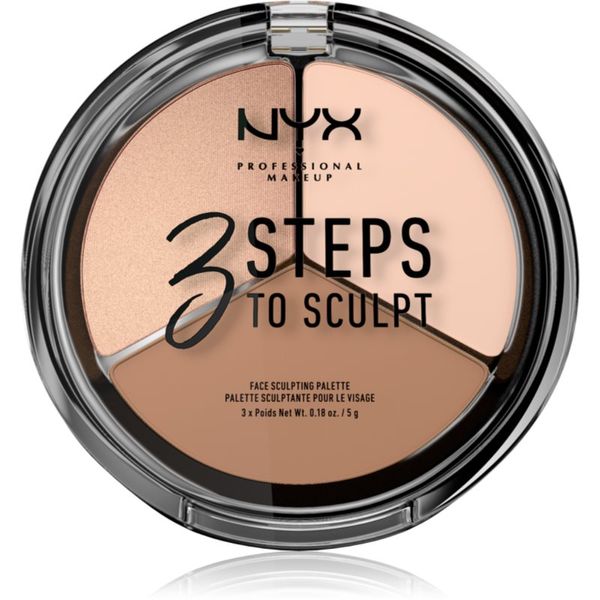 NYX Professional Makeup NYX Professional Makeup 3 Steps To Sculpt paleta za konture obraza odtenek 01 Fair 15 g