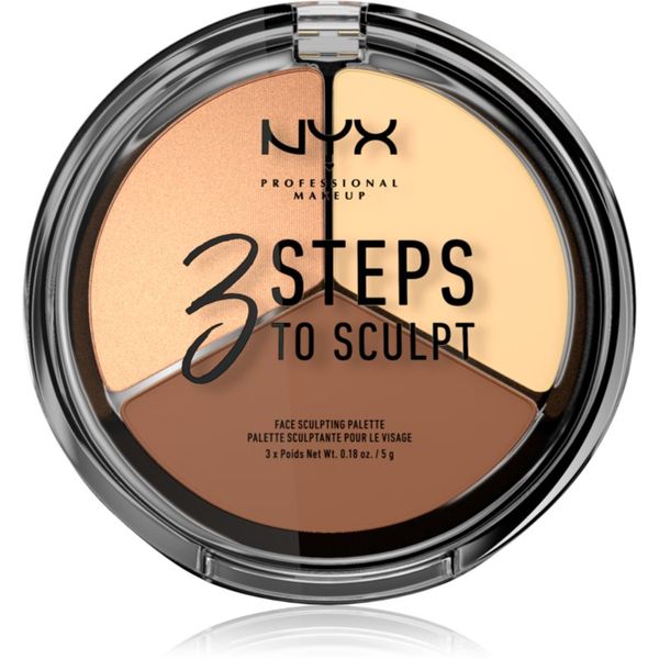 NYX Professional Makeup NYX Professional Makeup 3 Steps To Sculpt paleta za konture obraza odtenek 02 Light 15 g