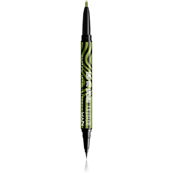 NYX Professional Makeup NYX Professional Makeup Beetlejuice Pinstripe Duo Liner tekoče črtalo za oči 2 v 1 odtenek 03 Green Chrome 0,5 ml