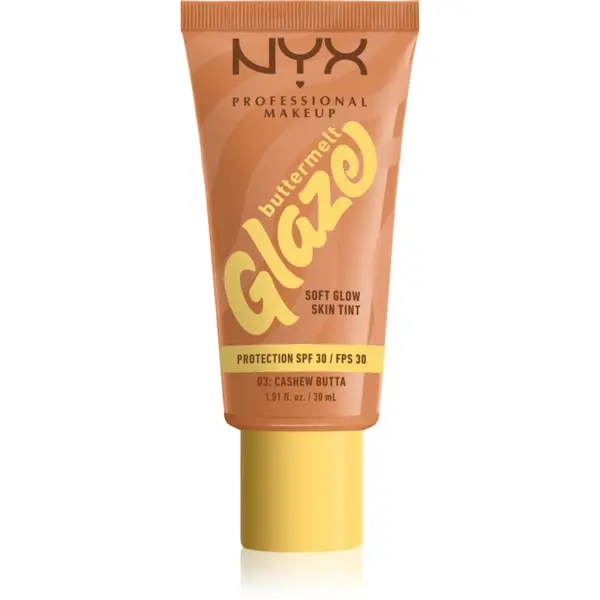 NYX Professional Makeup NYX Professional Makeup Buttermelt Glaze posvetlitveni tonirani fluid SPF 30 odtenek 03 Cashew Butta 30 ml