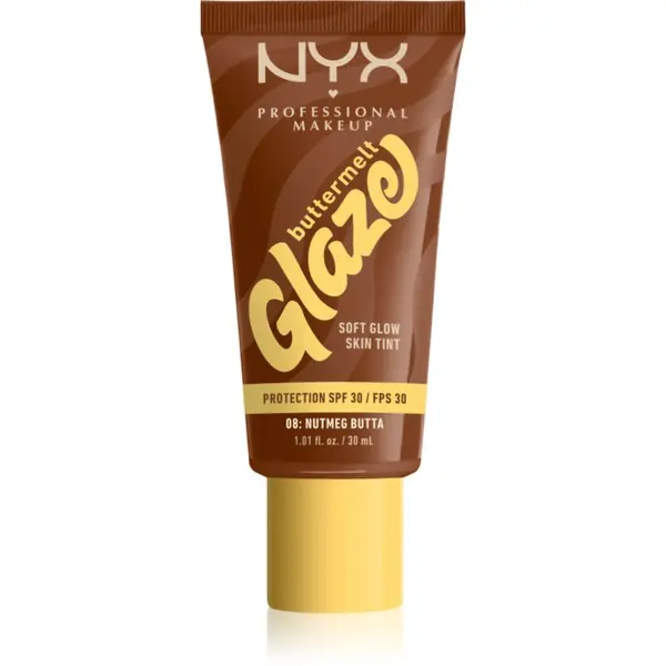 NYX Professional Makeup NYX Professional Makeup Buttermelt Glaze posvetlitveni tonirani fluid SPF 30 odtenek 08 Nutmeg Butta ml