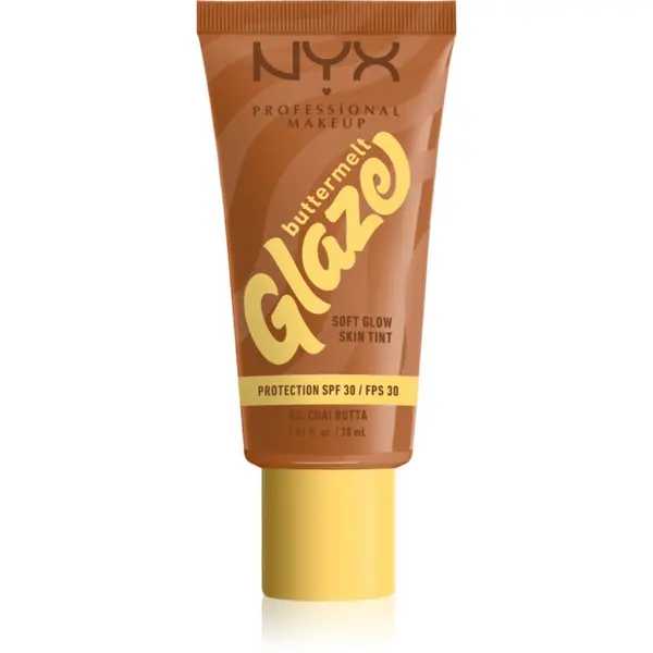 NYX Professional Makeup NYX Professional Makeup Buttermelt Glaze posvetlitveni tonirani fluid SPF 30 odtenek Chai Butta 30 ml