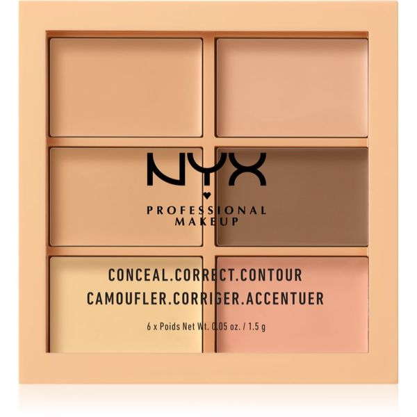 NYX Professional Makeup NYX Professional Makeup Conceal. Correct. Contour paleta za konture in korekcijo odtenek 01 Light 6 x 1.5 g