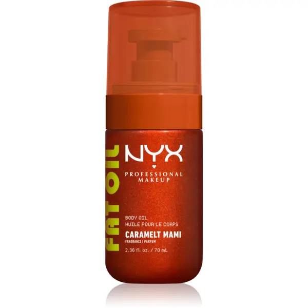 NYX Professional Makeup NYX Professional Makeup Fat Oil Body hranilno olje za telo ki dodaja hidracijo in sijaj z vonjem Caramelt Mami 70 ml