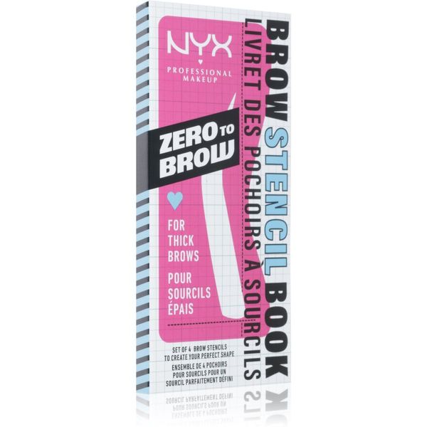 NYX Professional Makeup NYX Professional Makeup Zero To Brow Stencil Book predloge za obrvi 02 Thick 4 kos