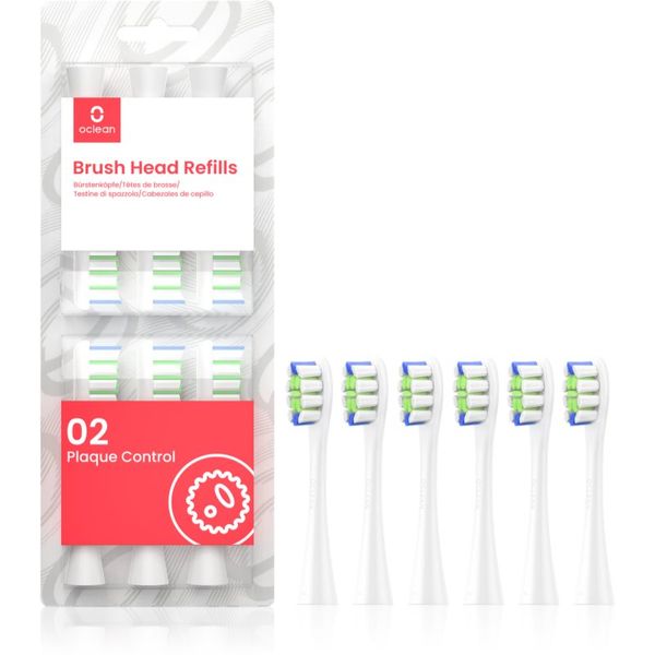 Oclean Oclean Brush Head Plaque Control nadomestne glave za zobno ščetko P1C1 W06 White 6 kos